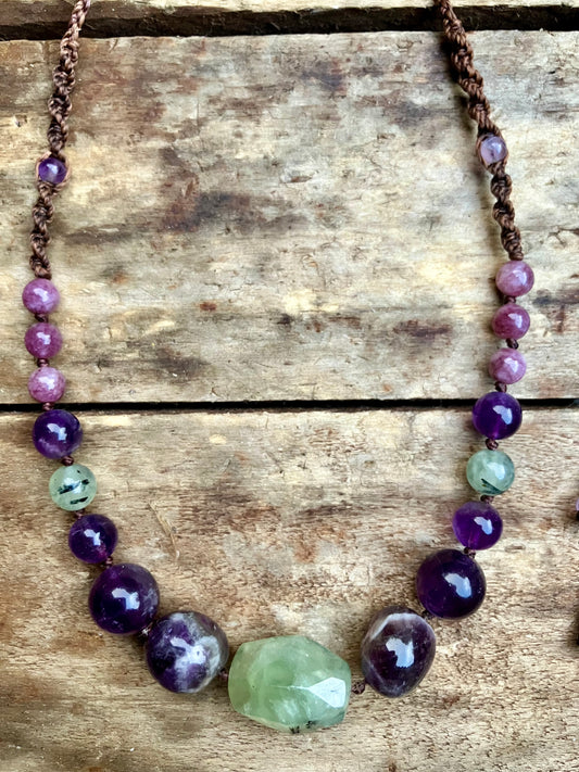 Chunky Prehnite Amethyst & Lepidolite