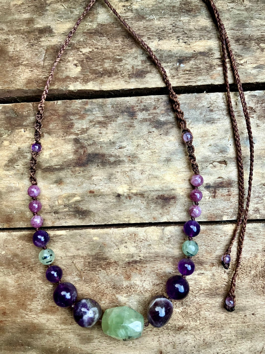 Chunky Prehnite Amethyst & Lepidolite