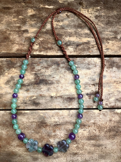 Fluorite Flowers with Adventurine & Amethyst