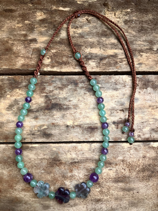 Fluorite Flowers with Adventurine & Amethyst