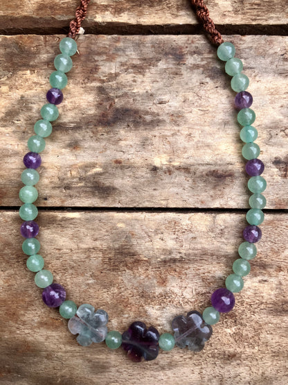 Fluorite Flowers with Adventurine & Amethyst