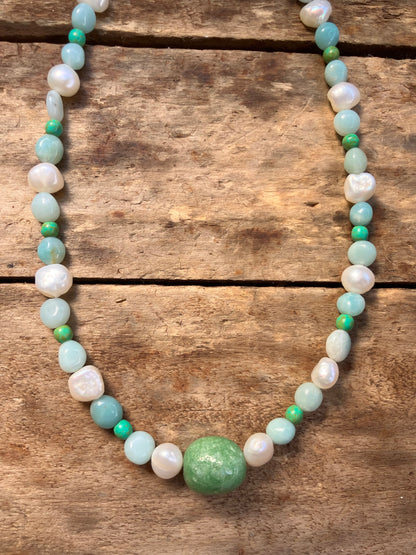 Amazonite with Pearls & Turquoise