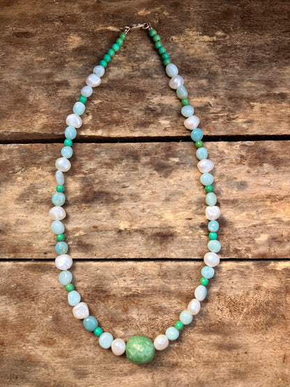 Amazonite with Pearls & Turquoise