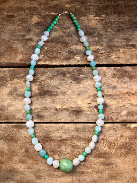 Amazonite with Pearls & Turquoise