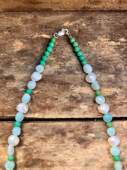 Amazonite with Pearls & Turquoise