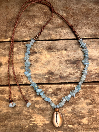 Cowrie Shell & Aquamarine