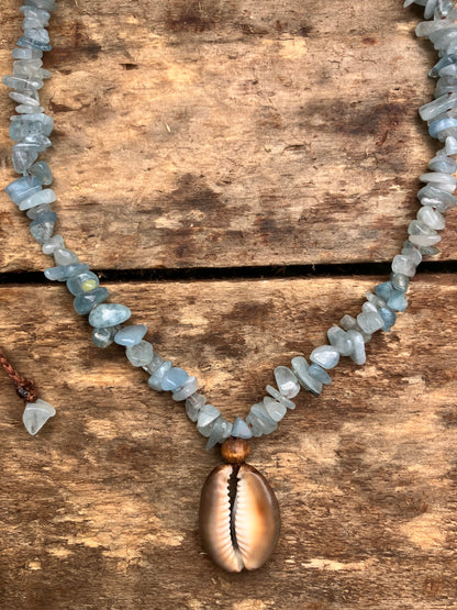 Cowrie Shell & Aquamarine