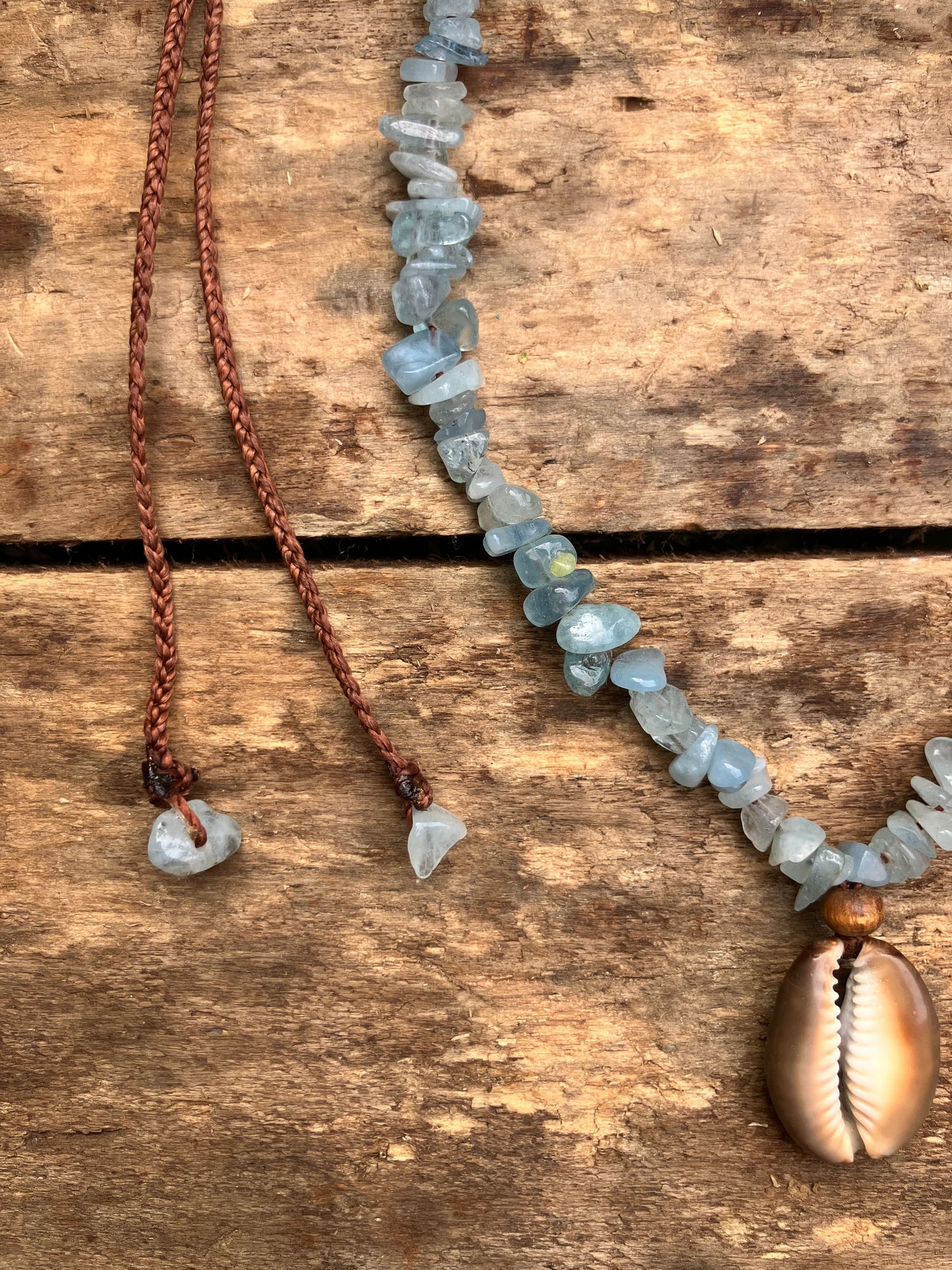 Cowrie Shell & Aquamarine