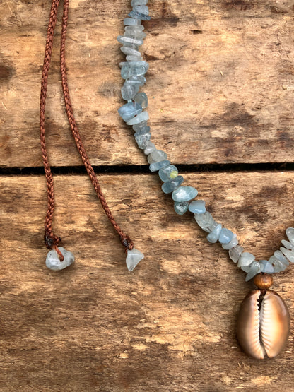 Cowrie Shell & Aquamarine